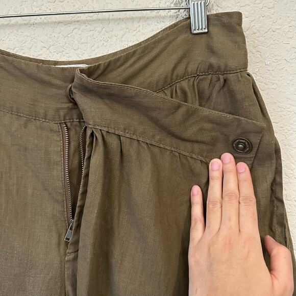 GIUSTO DAMA Skirted Pants Brown Wrap Straight Leg Linen Lightweight - Picture 5 of 15